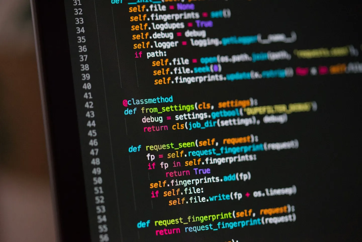 A screen showing code